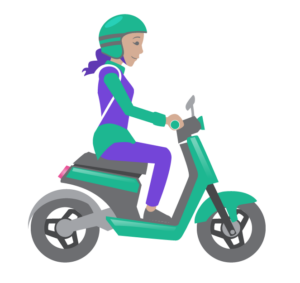 person riding e-moped