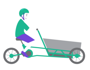 person riding e-cargo bike