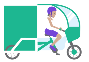 courier on e-bike with cargo