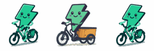 eavi mascot riding various micro mobility vehicles