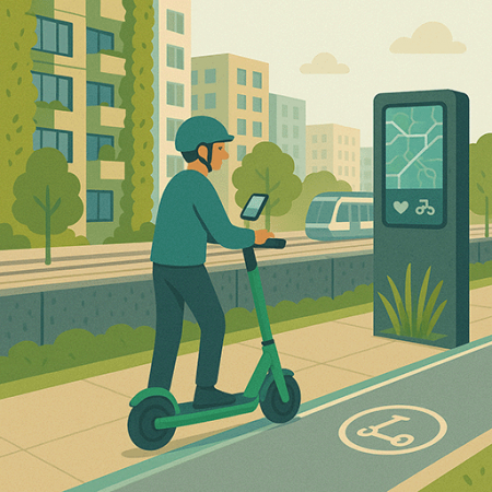 man riding e-scooter
